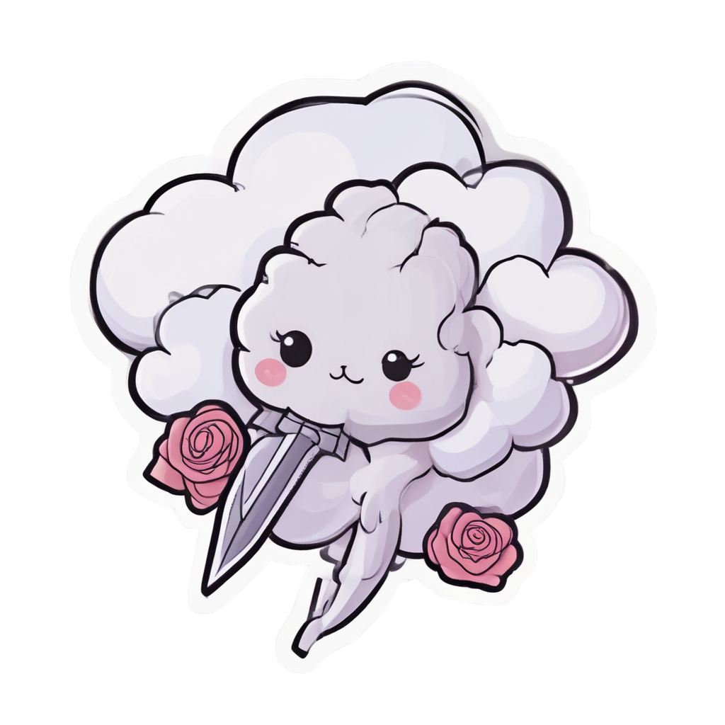 Cloud Rose Dagger Heart — snake, dagger & rose stickers