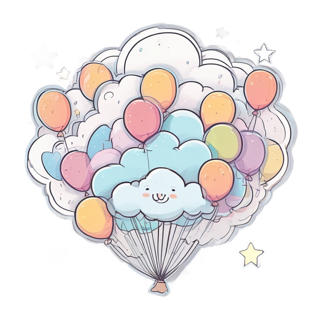 Cloud with Star Balloon — celestial nursery stickers