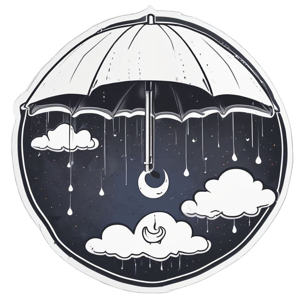 Cloud with Star Umbrella — celestial nursery stickers