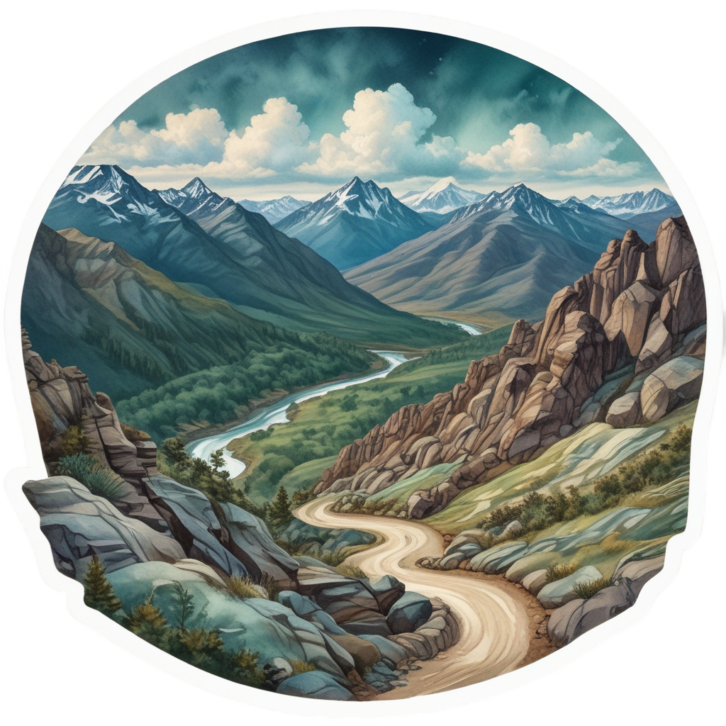 Clouds Above the Switchback — open road stickers
