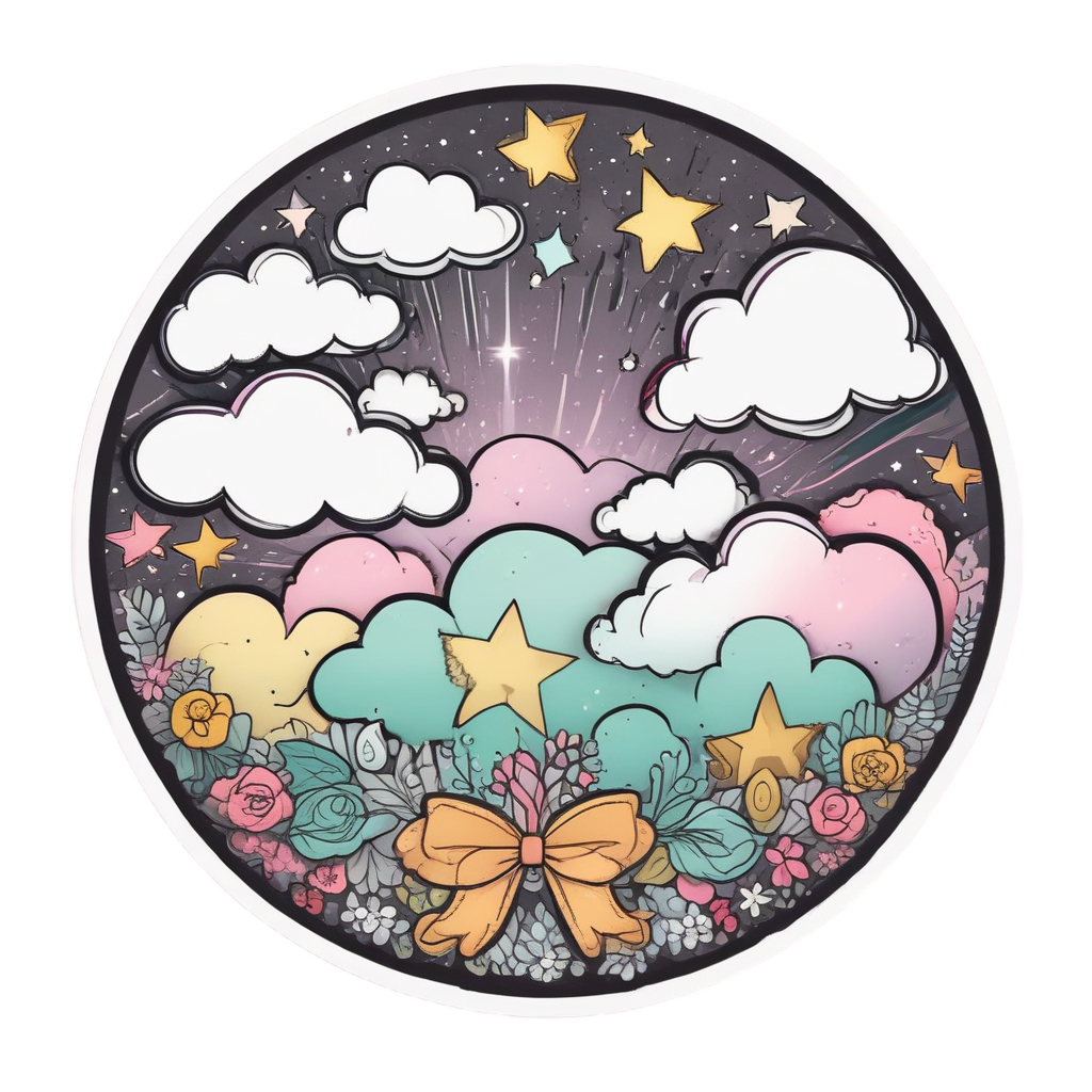 Cloudy Star Wreath Doodle — celestial nursery stickers