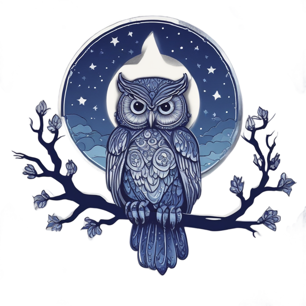 Cloudy Starry Night Owl — celestial nursery stickers