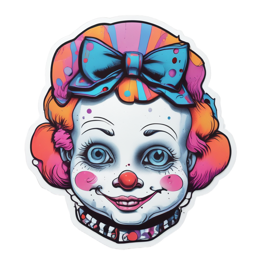 Clown Doll Neon Tears — horror stickers