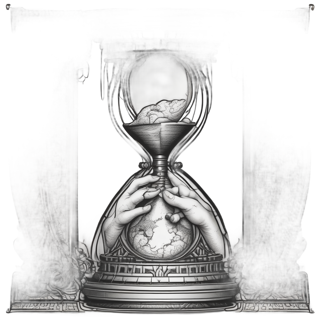 Clutching Hourglass Sands — blackwork flash stickers