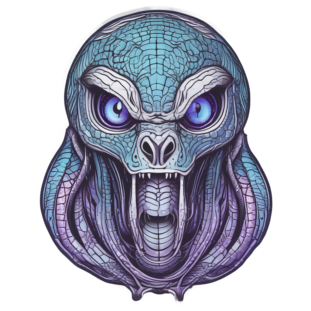 Cobra Hood Neon — blackwork flash stickers
