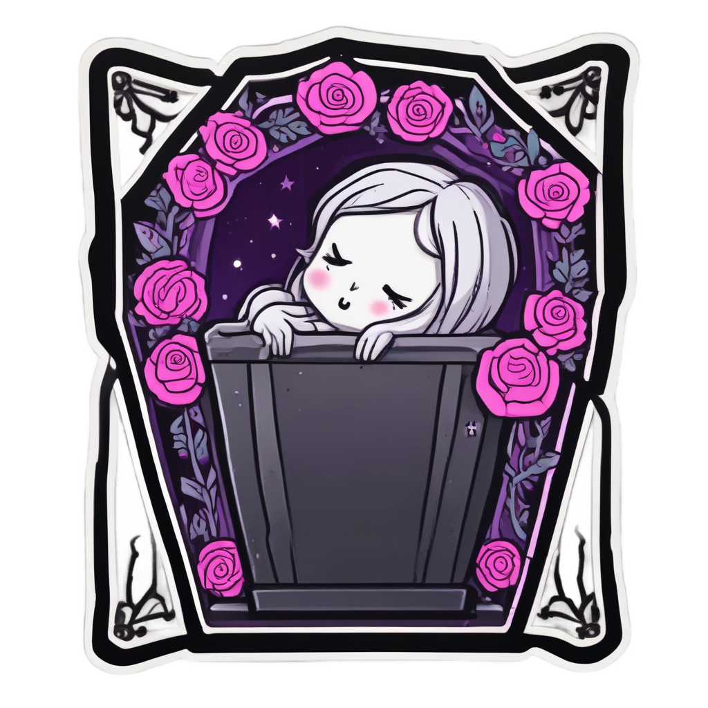 Coffin Napping Rose — gothic botanical stickers