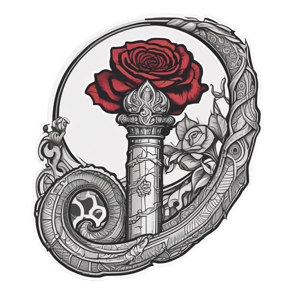 Coiled Dagger with Rose — snake, dagger & rose stickers