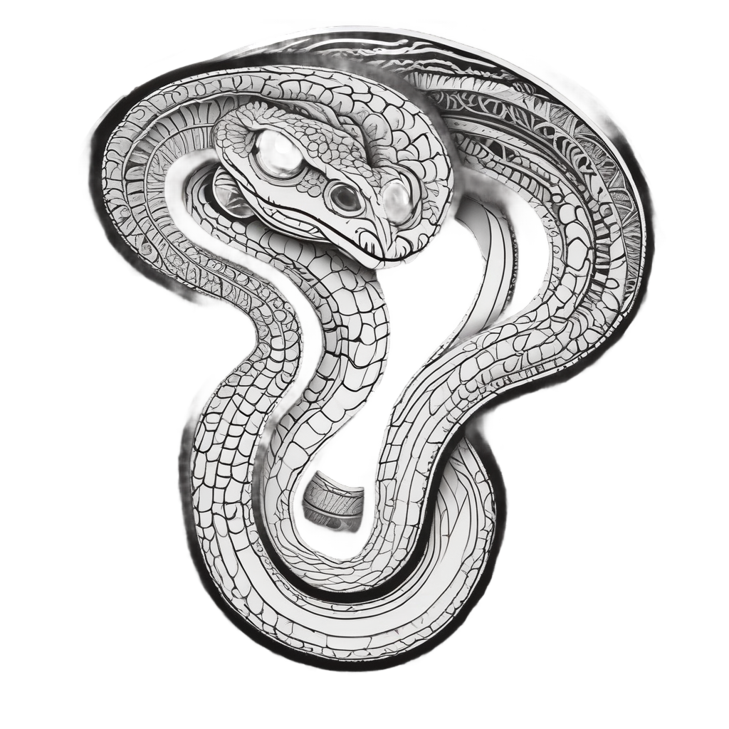 Coiled Dragon Serpent — blackwork flash stickers
