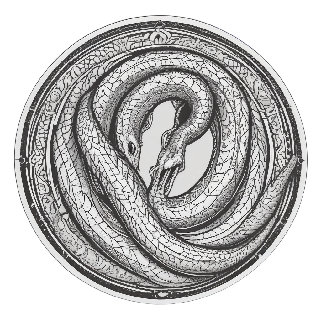 Coiled Guardian Serpent — blackwork flash stickers
