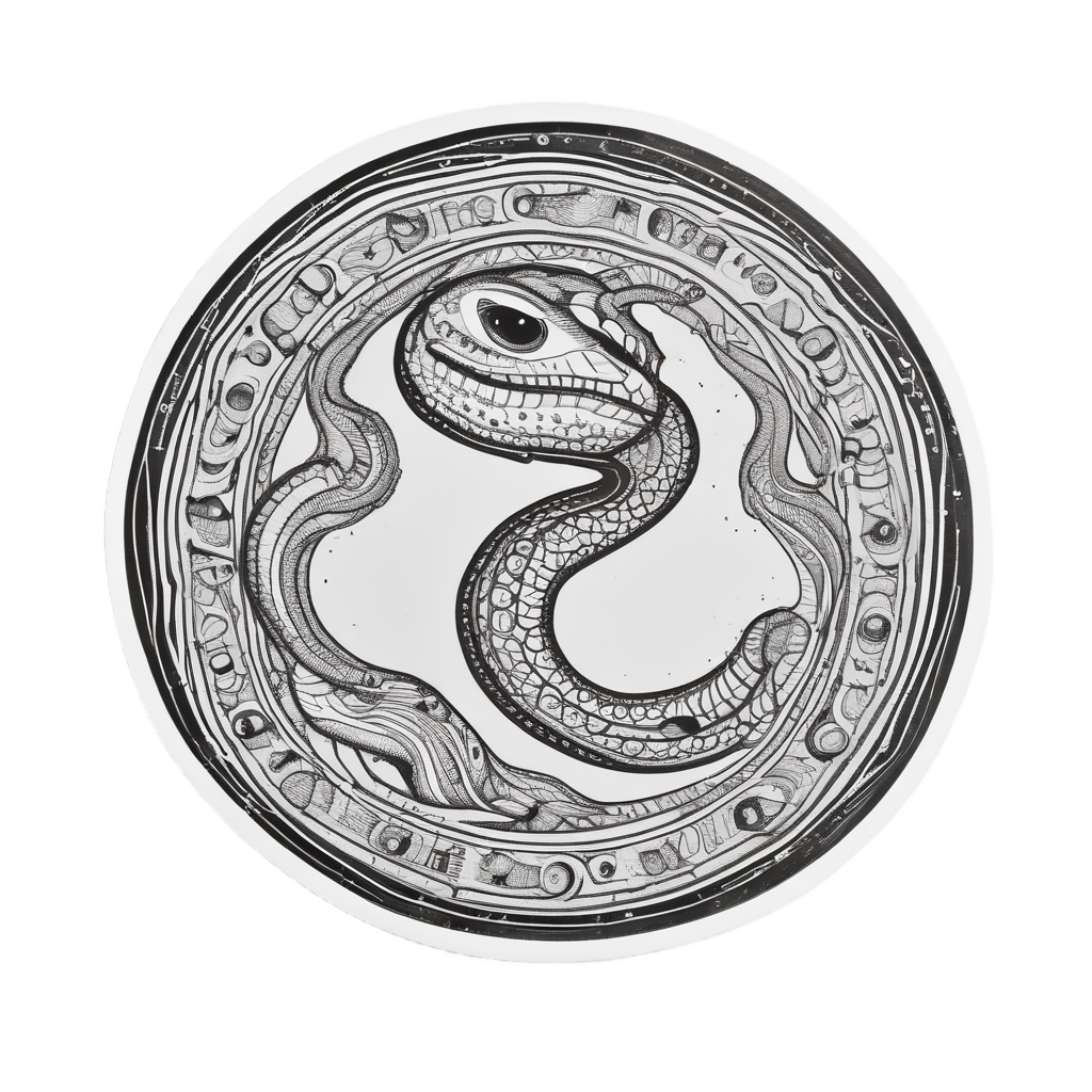 Coiled Serpent Star — blackwork flash stickers