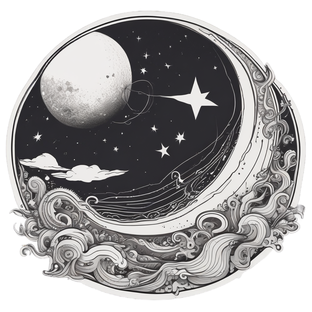 Comet Tail Romance — fine-line flash stickers