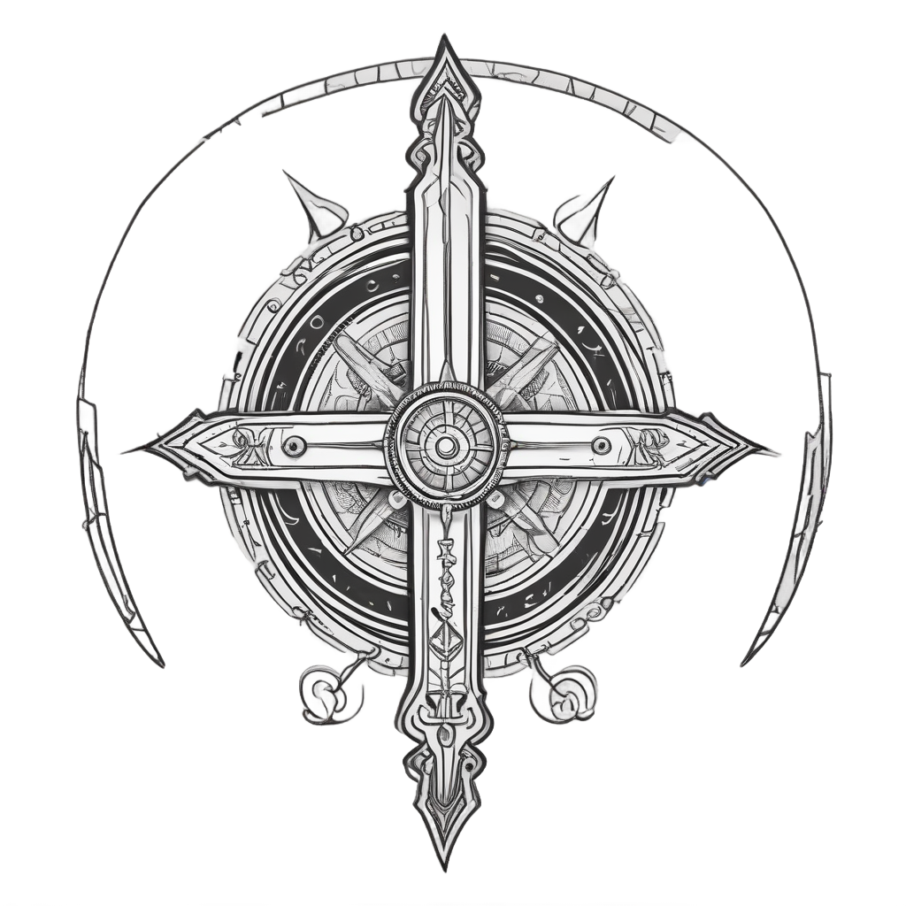 Compas Dagger — blackwork flash stickers