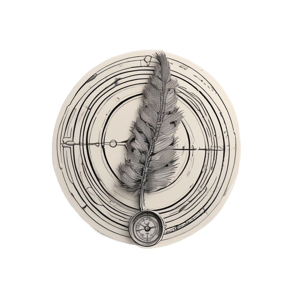 Compass and Pine Feather — outdoorsman stickers