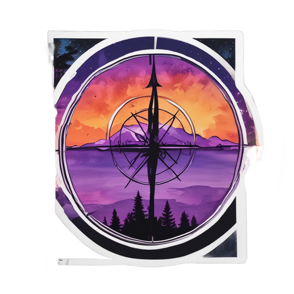 Compass and Pine Silhouette — outdoorsman stickers