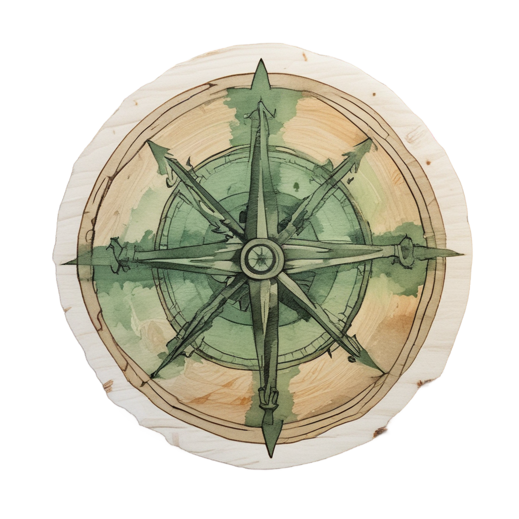 Compass Carved in Pine Wood — outdoorsman stickers