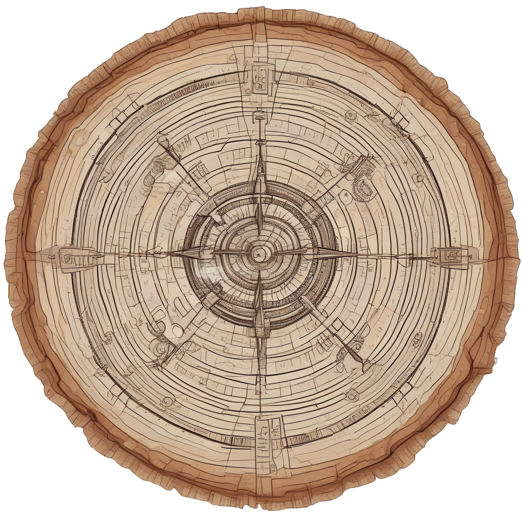 Compass Dial on Pine Stump — outdoorsman stickers