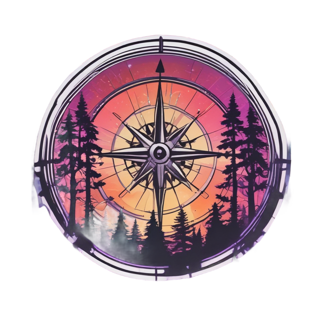 Compass in Pine Forest — outdoorsman stickers