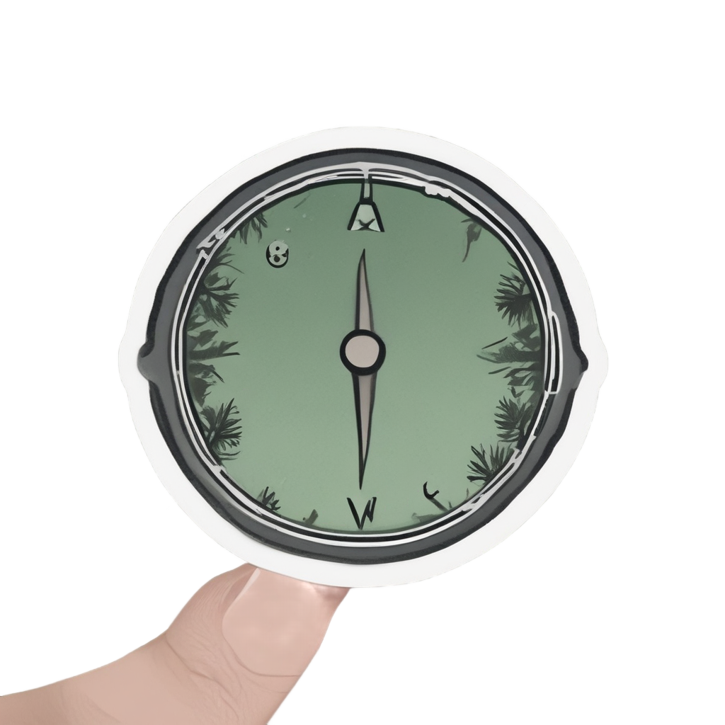 Compass Lost in Pines — outdoorsman stickers