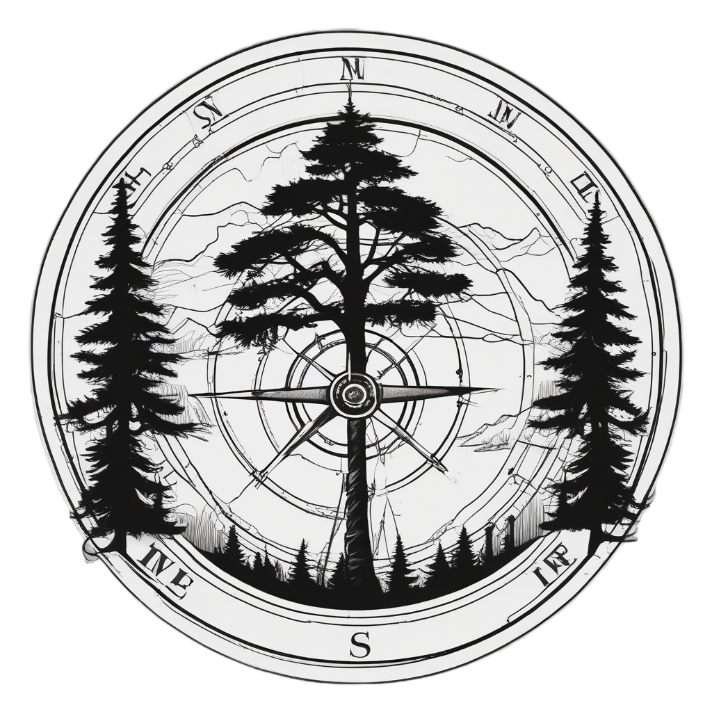 Compass Needle Among Pines — outdoorsman stickers