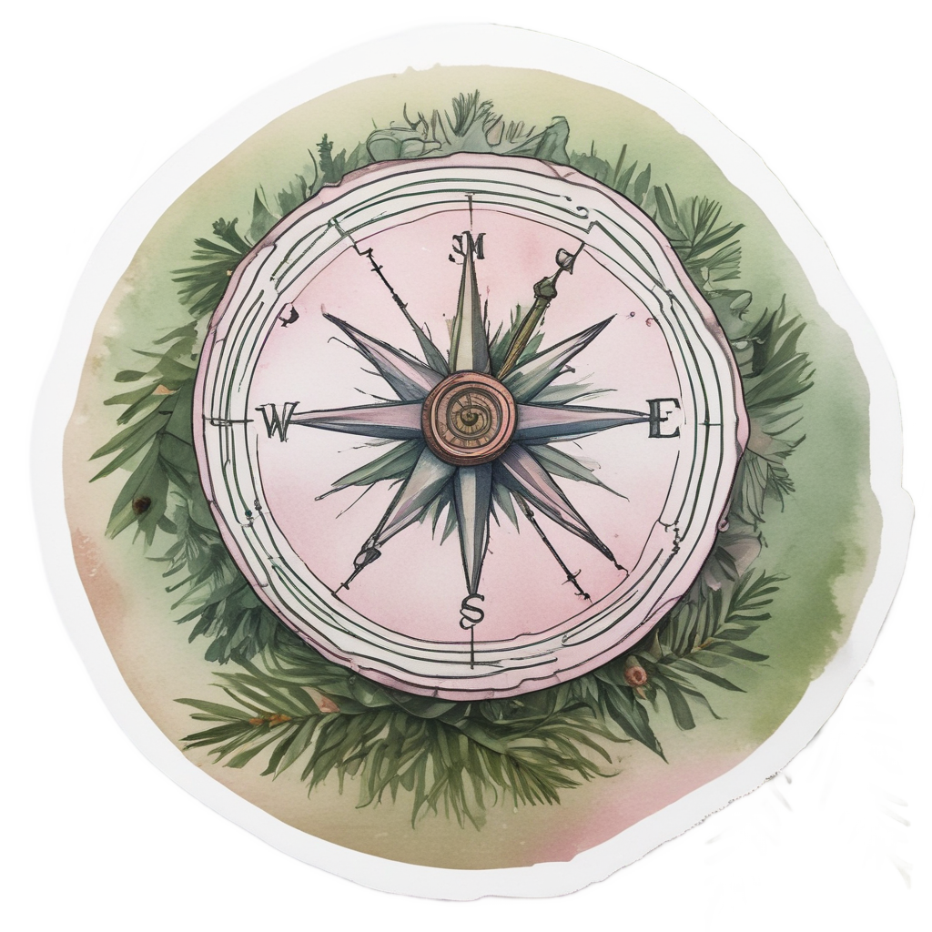 Compass Needle Through Heart Pine — outdoorsman stickers