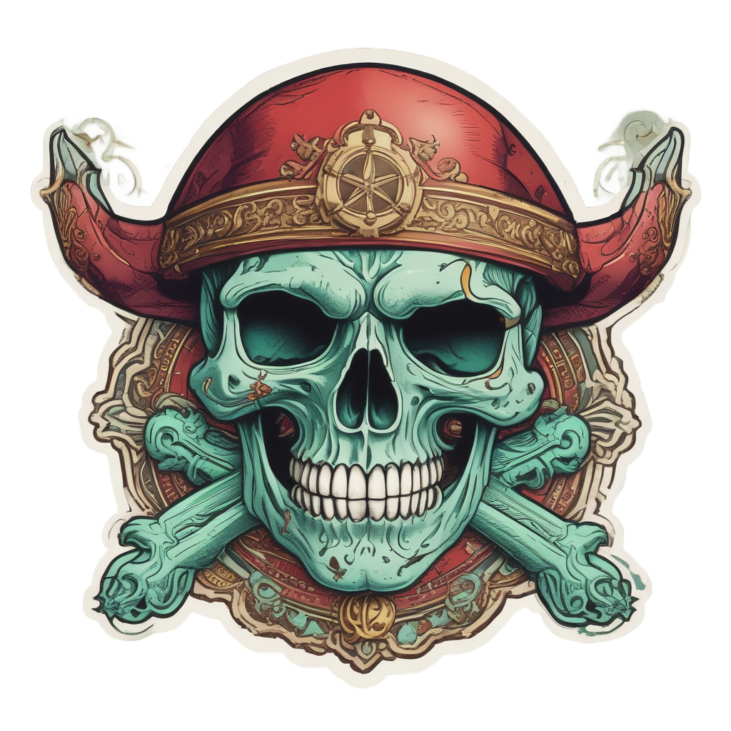 Compass Rose Corsair — skull & crossbones stickers