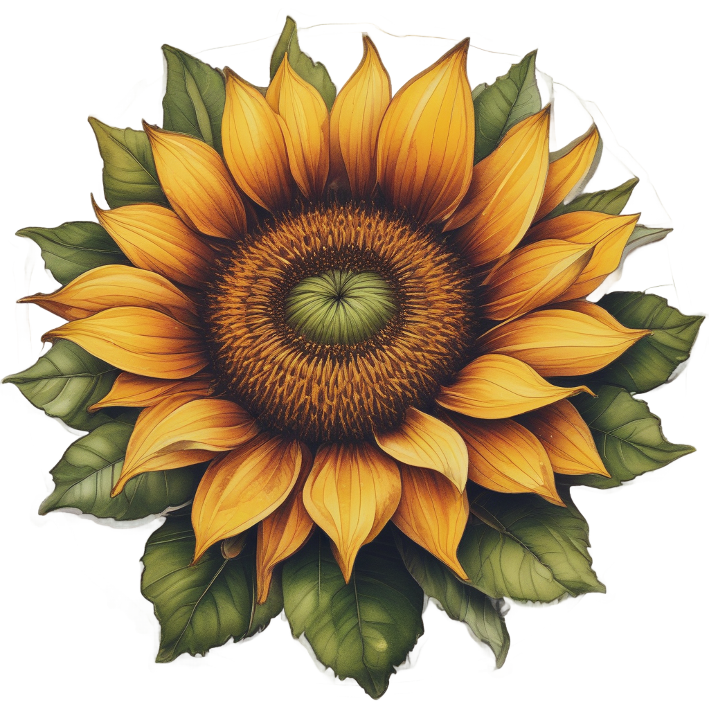 Confident Sunflower Portrait — single stem stickers