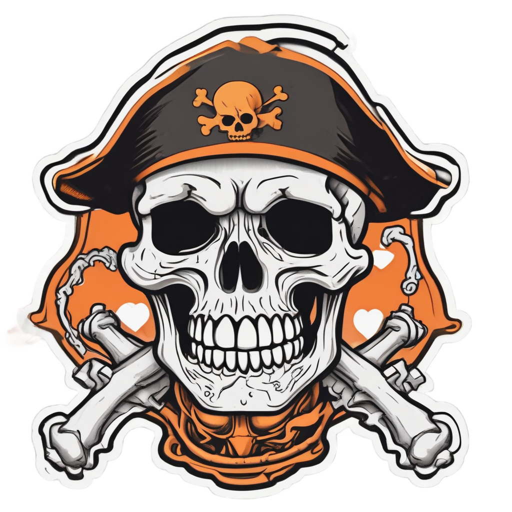 Confused Skeleton Pirate — skull & crossbones stickers