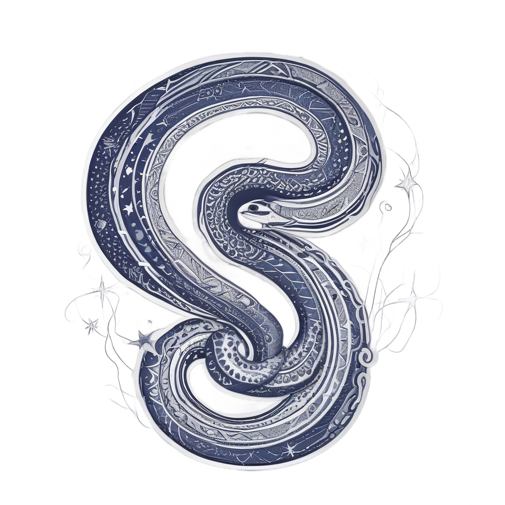 Constellation Serpent — fine-line flash stickers