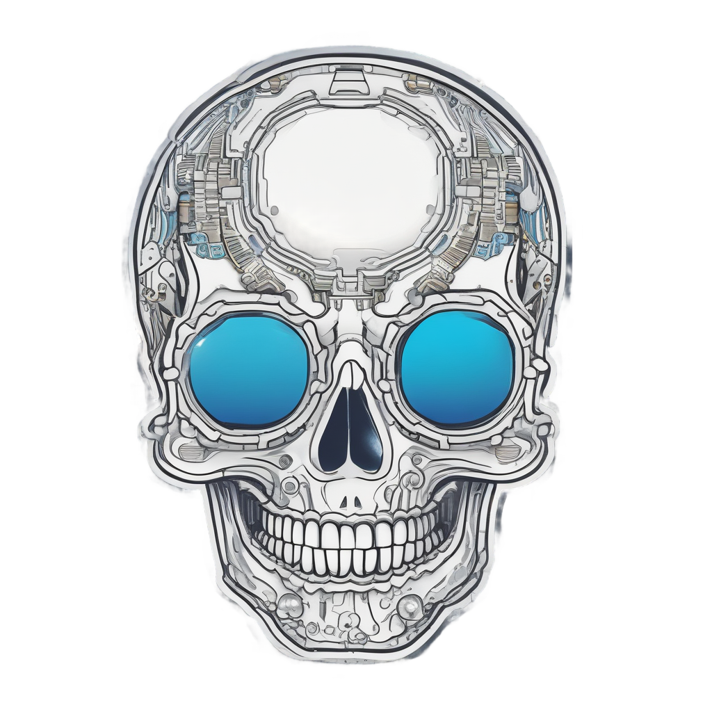 A kawaii circuit skull wearing sunglasses with a cool expression.