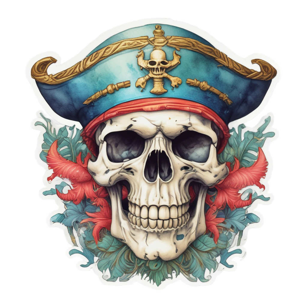 Coral Reef Corsair — skull & crossbones stickers