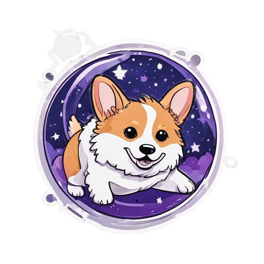 Corgi Astronaut Floating — dogs stickers