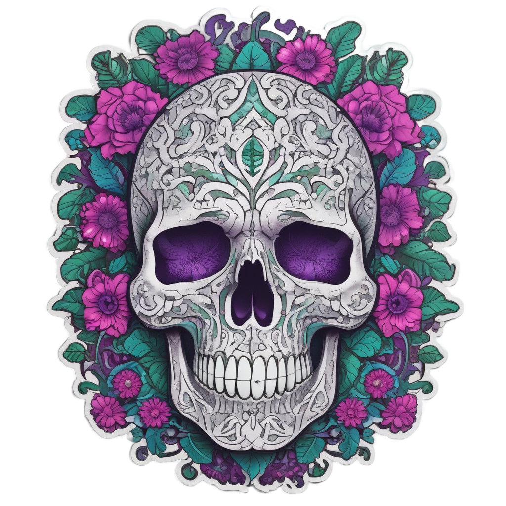Cosmic Blooming Skull — floral skull stickers