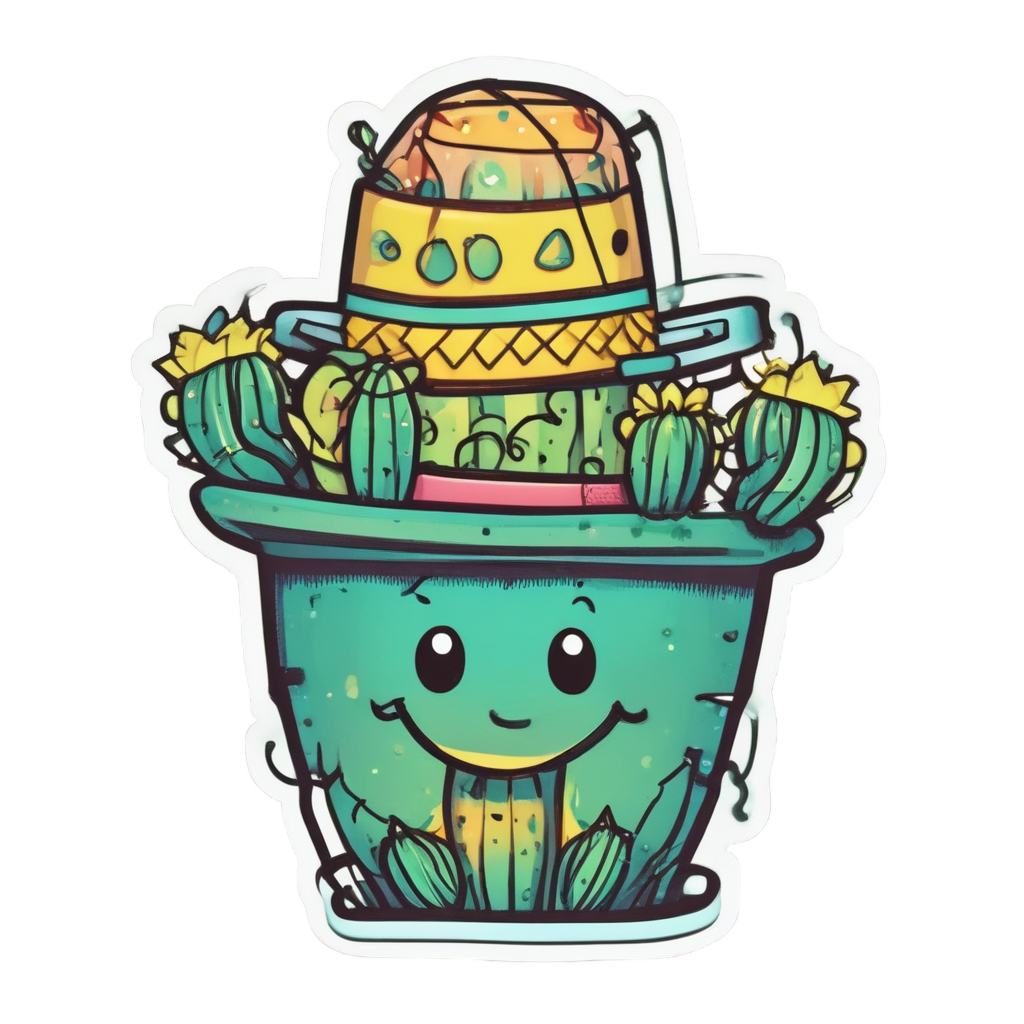 Cosmic Cactus Vibes — plant parent stickers