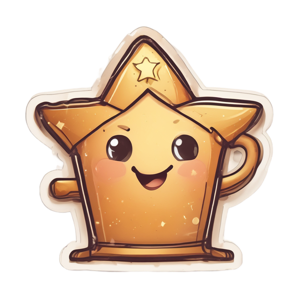 A sleepy happy star holding a coffee mug with a tiny nightcap.