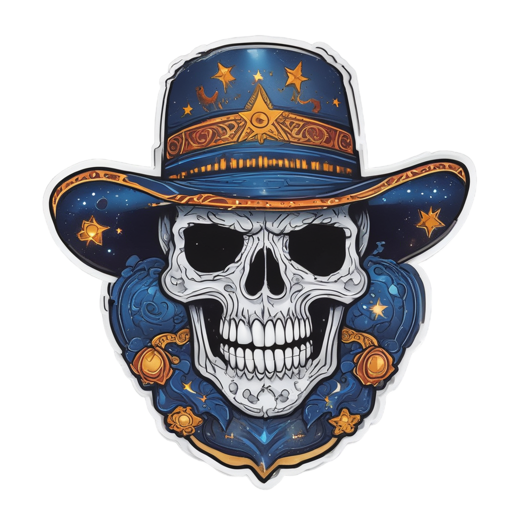 Cosmic Cowboy Skull — mystical skull stickers
