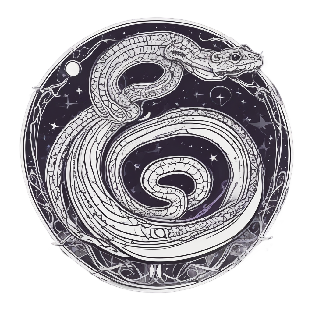 Cosmic Dancer Snake — fine-line flash stickers