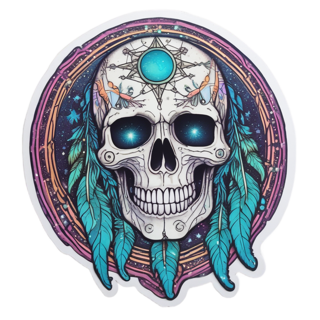 Cosmic Dreamcatcher Skull Moon — moon stickers