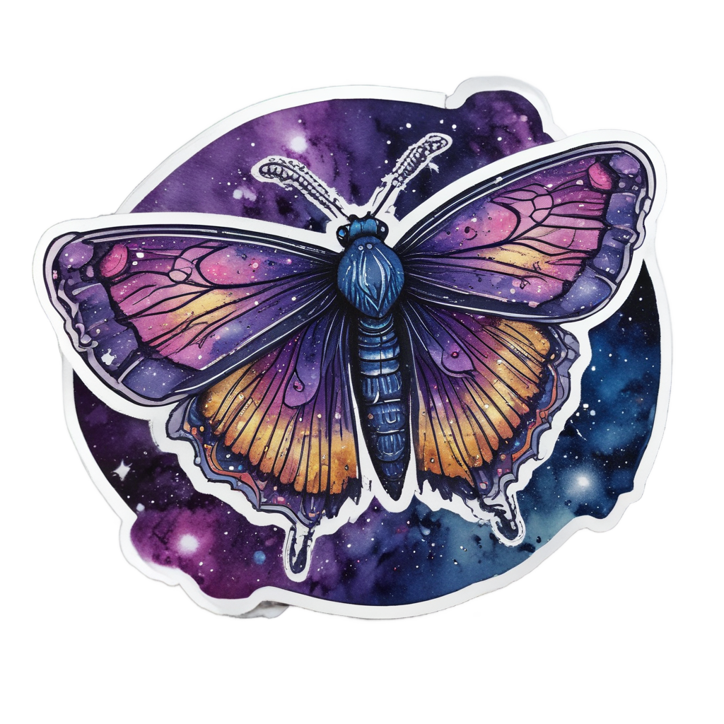 Cosmic Dust Moth — blackwork flash stickers