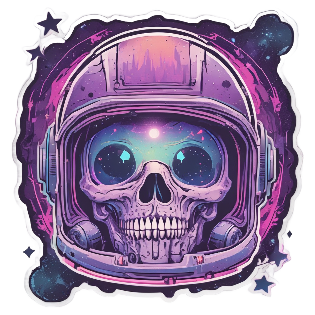 Cosmic Ember Astronaut Skull — flaming skull stickers