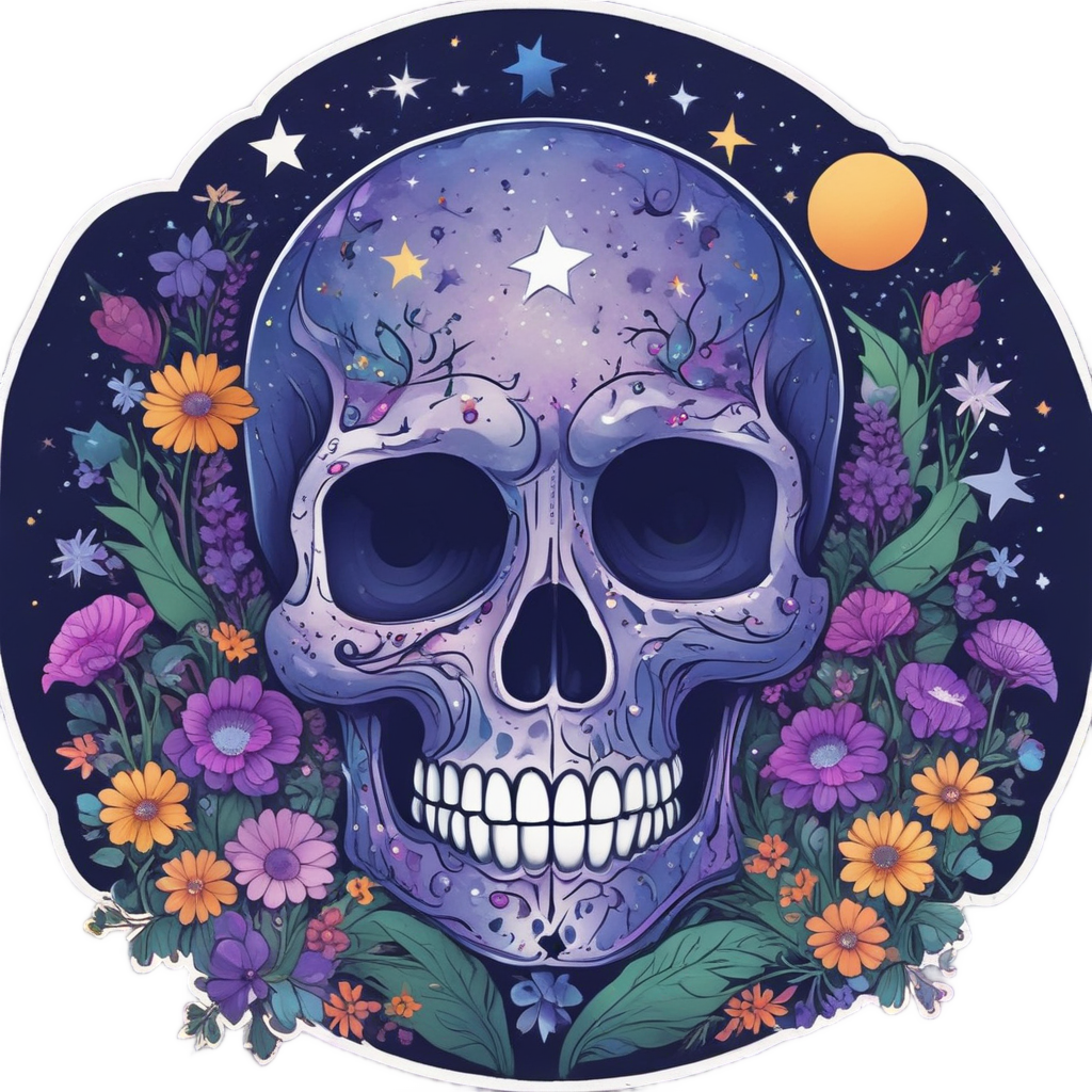 Cosmic Flora Skull — floral skull stickers