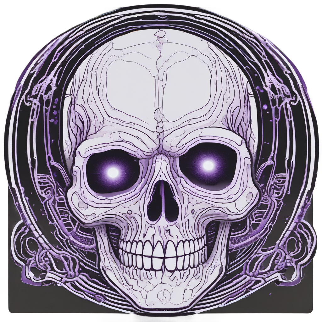 Cosmic Gaze Hologram Skull — neon cyber skull stickers