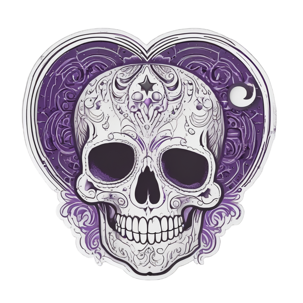 Cosmic Heart Calavera — moon stickers