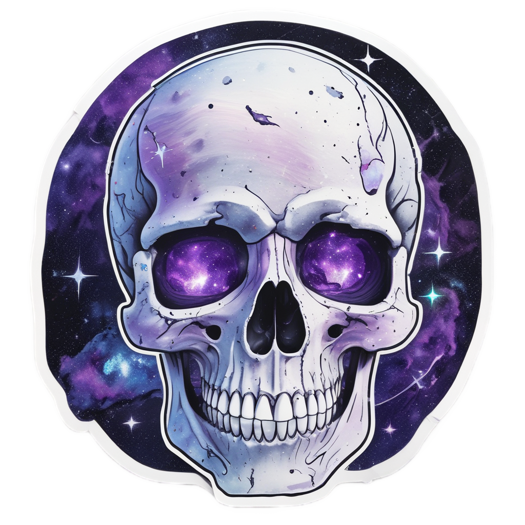 Cosmic Hologram Skull — neon cyber skull stickers