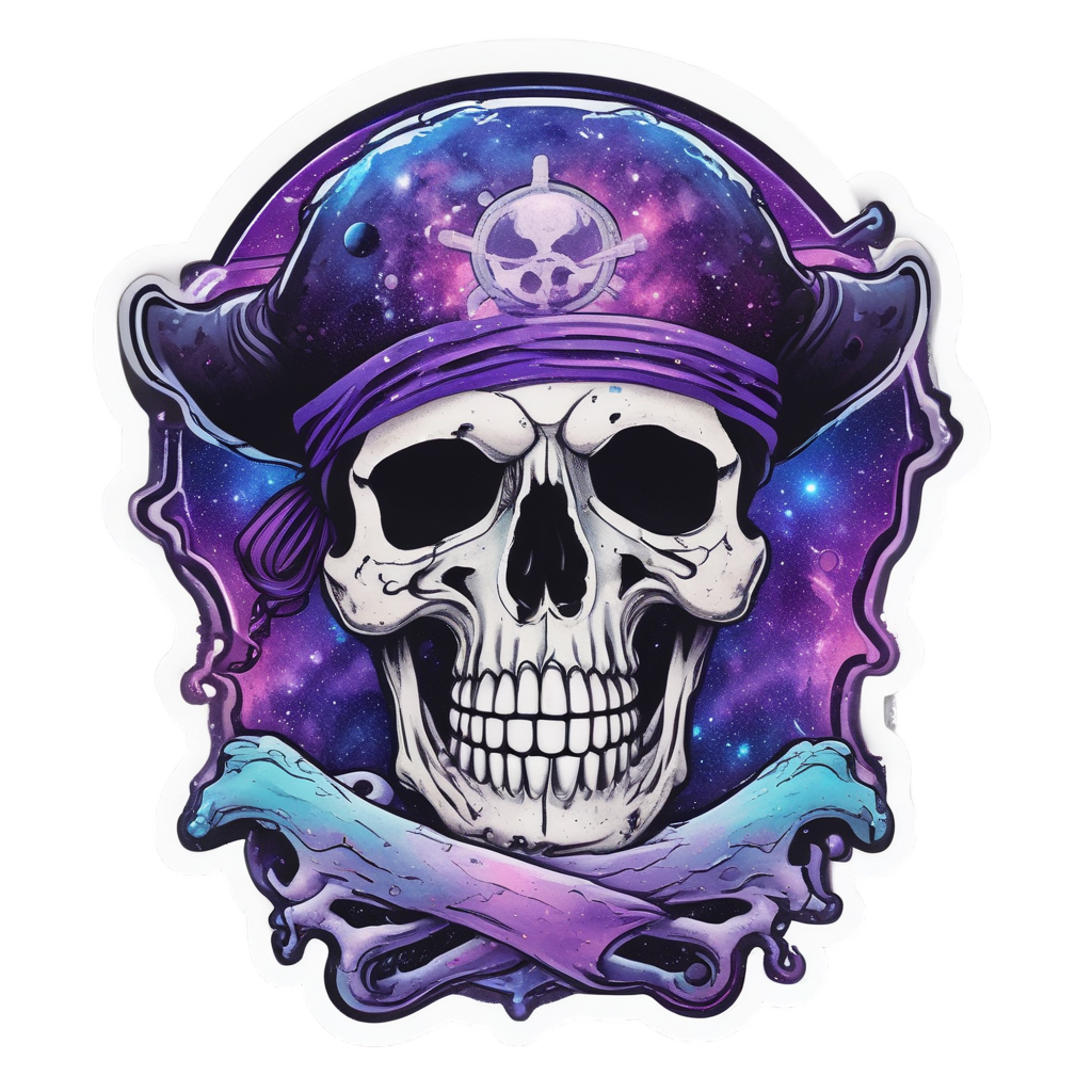 Cosmic Jolly Roger — skull & crossbones stickers