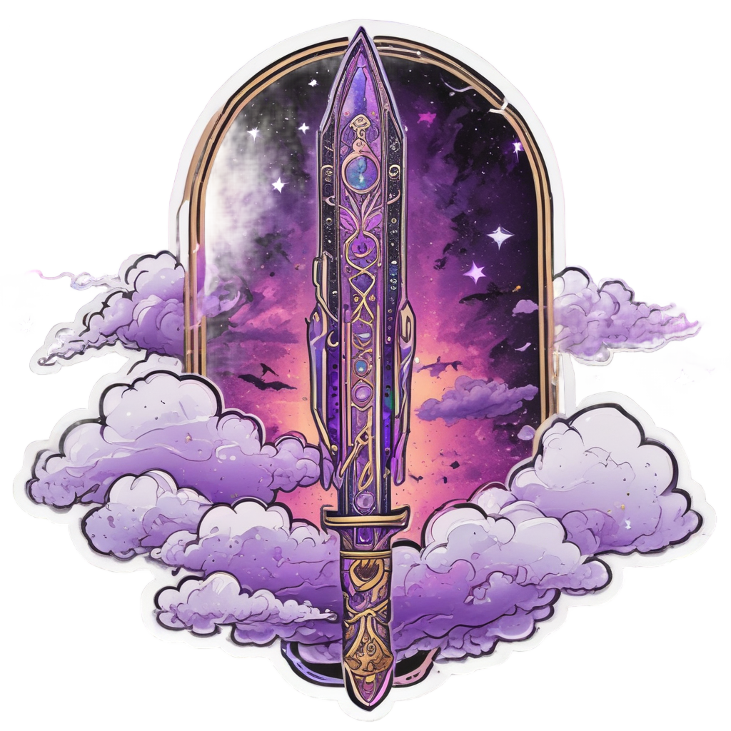 Cosmic Nebula Dagger — blackwork flash stickers