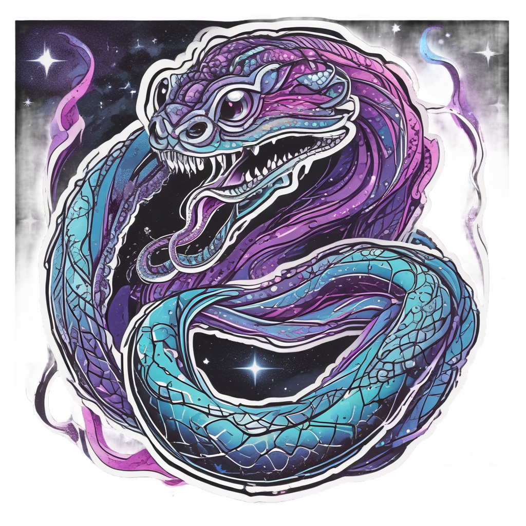 Cosmic Nebula Snake — blackwork flash stickers
