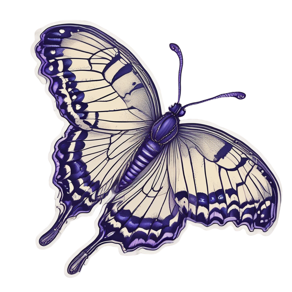 Cosmic Nebula Swallowtail — fine-line flash stickers