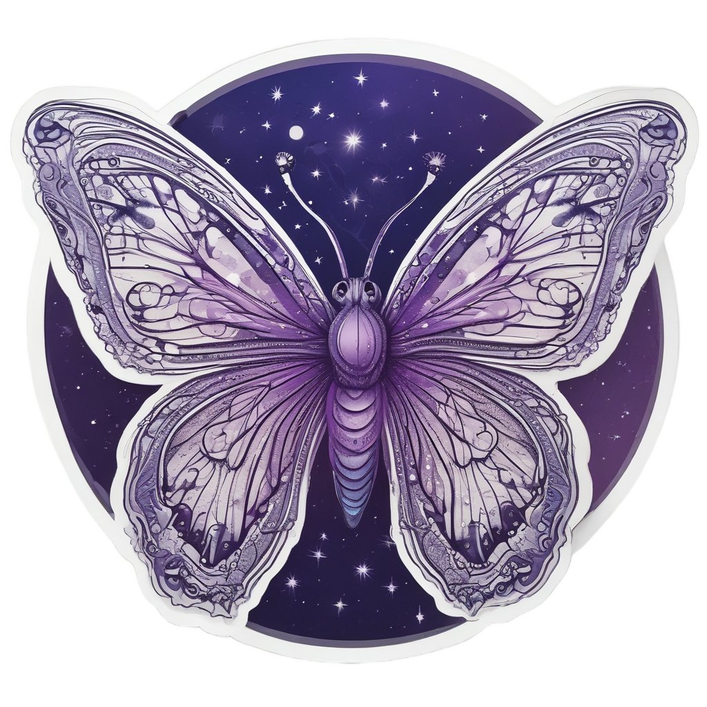 Cosmic Nebula Wings — fine-line flash stickers