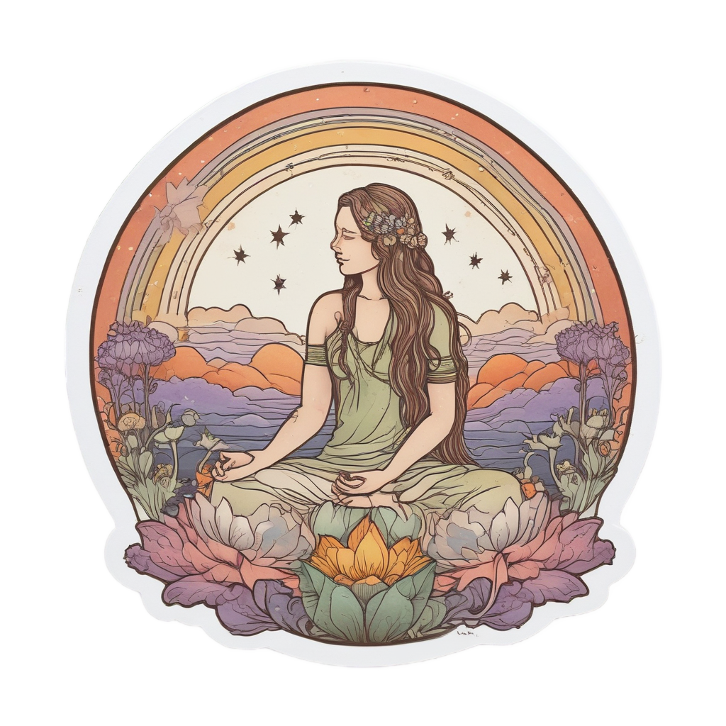 Cosmic Rainbow Meditator — nursery & baby stickers