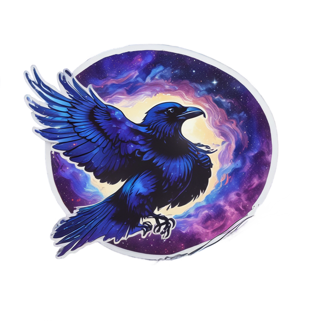 Cosmic Raven Flight — moths & ravens stickers